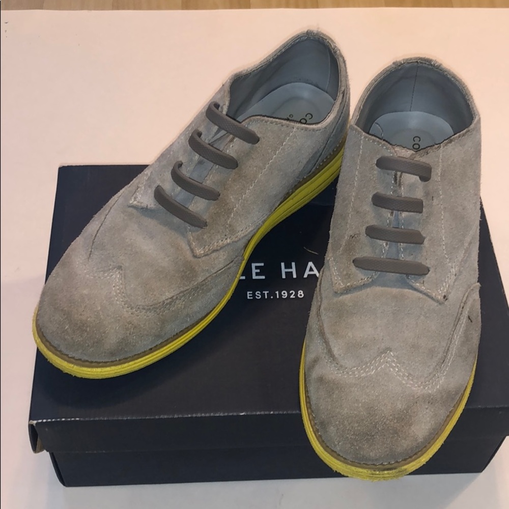 Cole Haan Grand Oxford Grey/volt Sz 3Y in suede